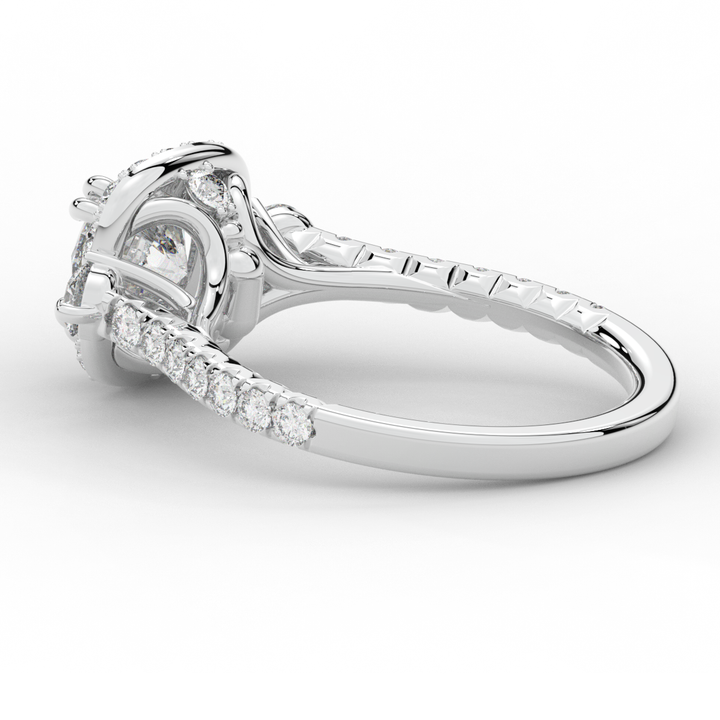 1.75CT.TW ROUND LAB DIAMOND HALO ENGAGEMENT RING - Nazarelle