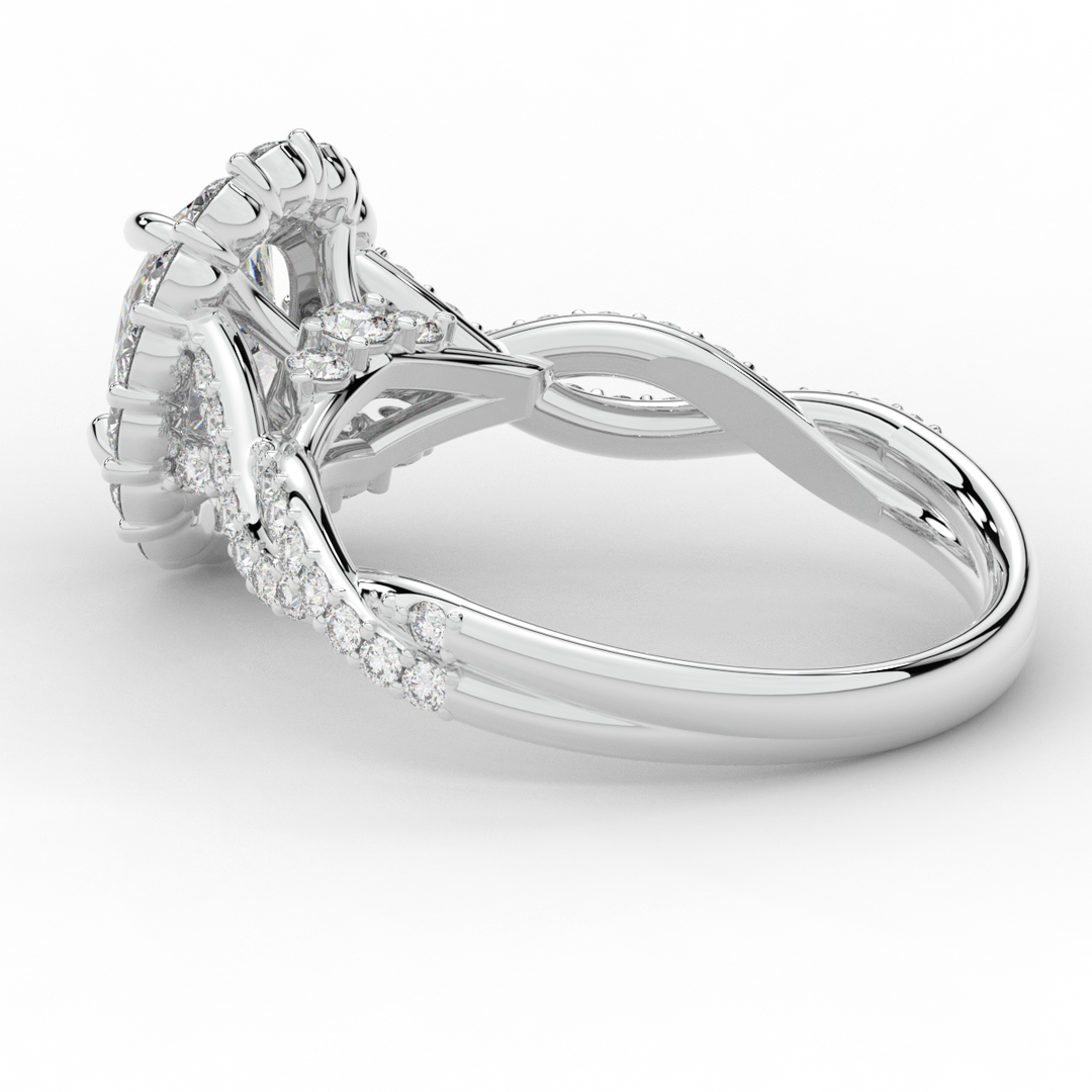 1.75CT.TW OVAL LAB DIAMOND HALO TWIST BAND ENGAGEMENT RING - Nazarelle