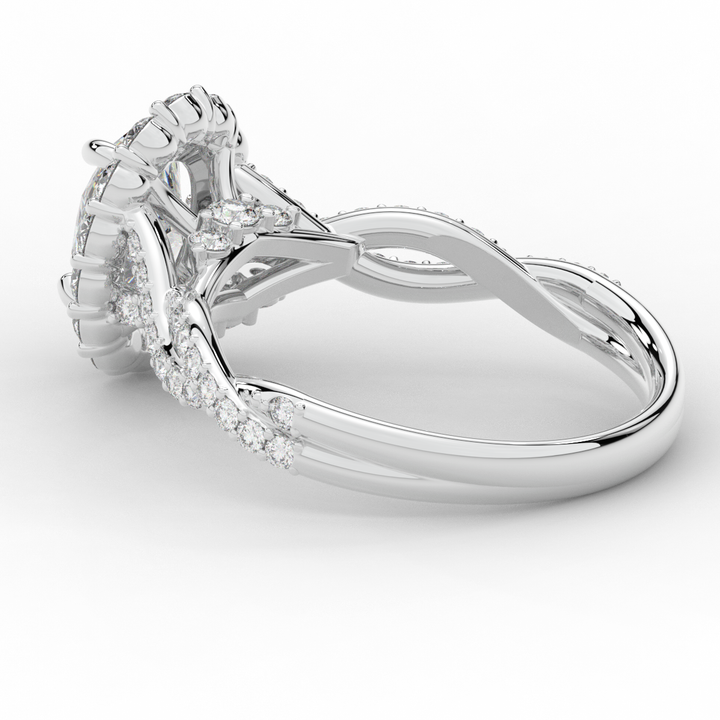 1.75CT.TW OVAL LAB DIAMOND HALO TWIST BAND ENGAGEMENT RING - Nazarelle