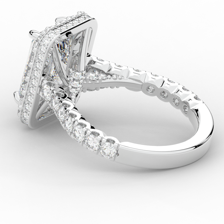 4.50CT.TW EMERALD CUT LAB DIAMOND HALO ENGAGEMENT RING - Nazarelle