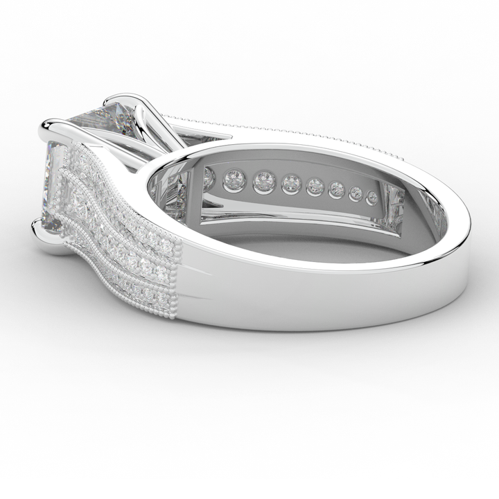 3.55CT.TW PRINCESS LAB DIAMOND ENGAGEMENT RING - Nazarelle