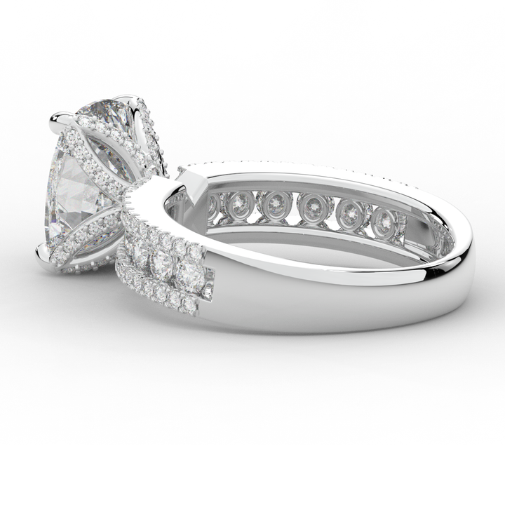 3.95CT.TW CUSHION LAB DIAMOND SOLITAIRE ENGAGEMENT RING - Nazarelle