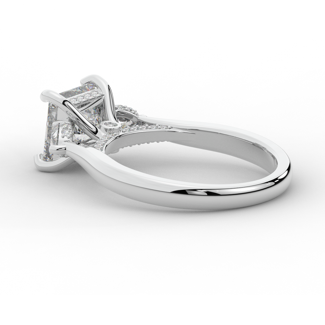 2.40CT.TW PRINCESS LAB DIAMOND 3 STONE ENGAGEMENT RING - Nazarelle