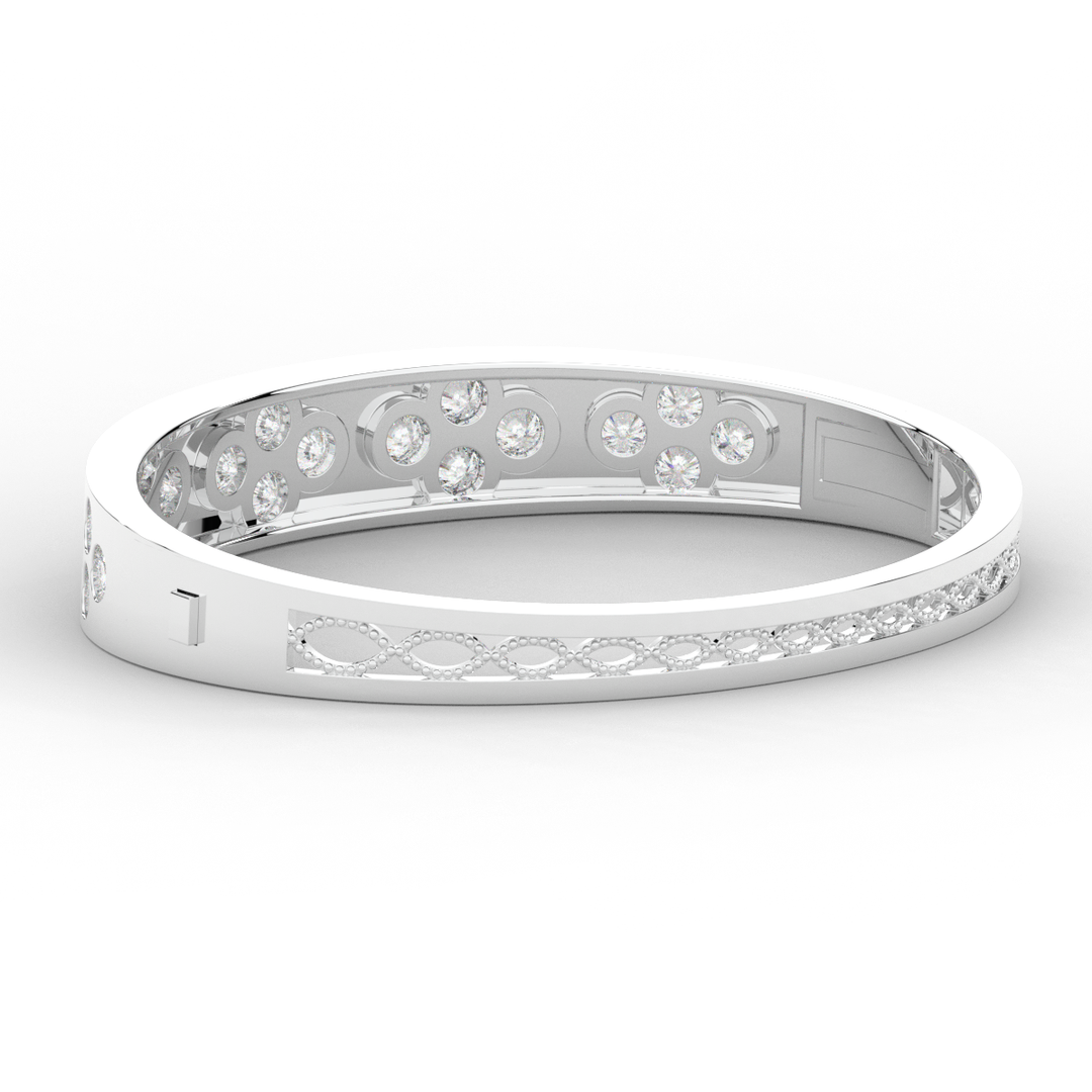 4.10CT.TW ROUND LAB DIAMOND BEZEL SET BANGLE - Nazarelle