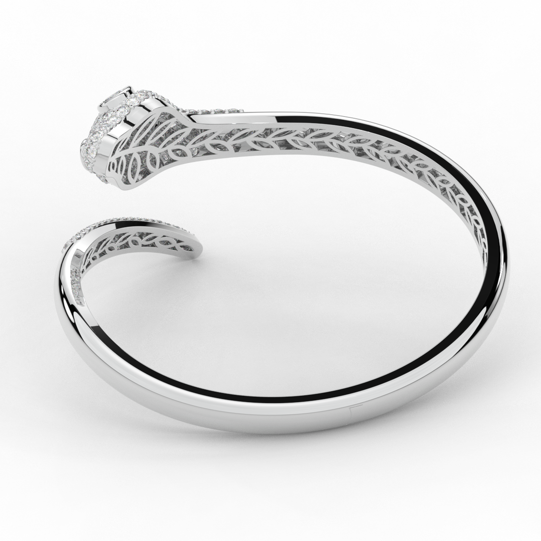 3.75CT.TW ROUND AND PEAR LAB DIAMOND SNAKE BANGLE - Nazarelle