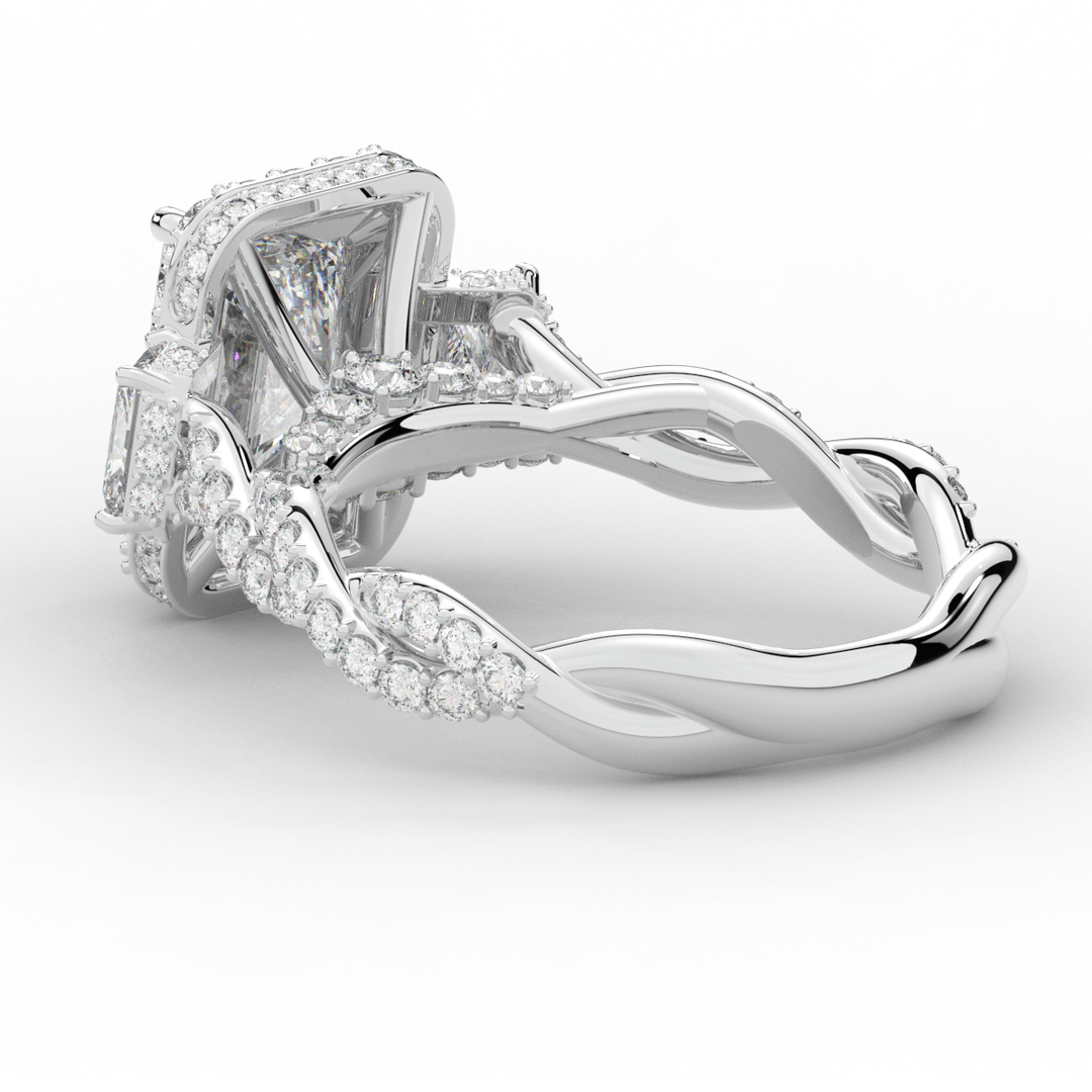 4.70CT.TW RADIANT LAB DIAMOND 3 STONE ENGAGEMENT RING - Nazarelle