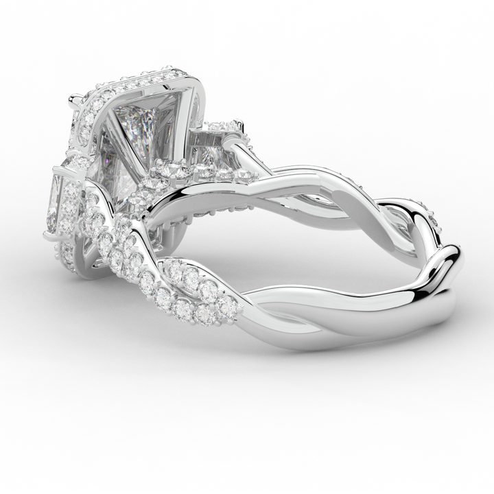 4.70CT.TW RADIANT LAB DIAMOND 3 STONE ENGAGEMENT RING - Nazarelle