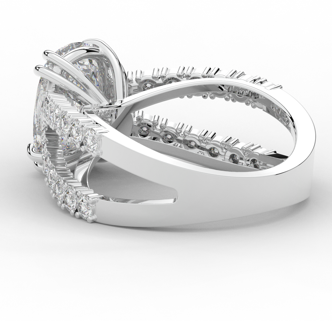 3.75CT.TW CUSHION LAB DIAMOND SPLIT BAND ENGAGEMENT RING - Nazarelle