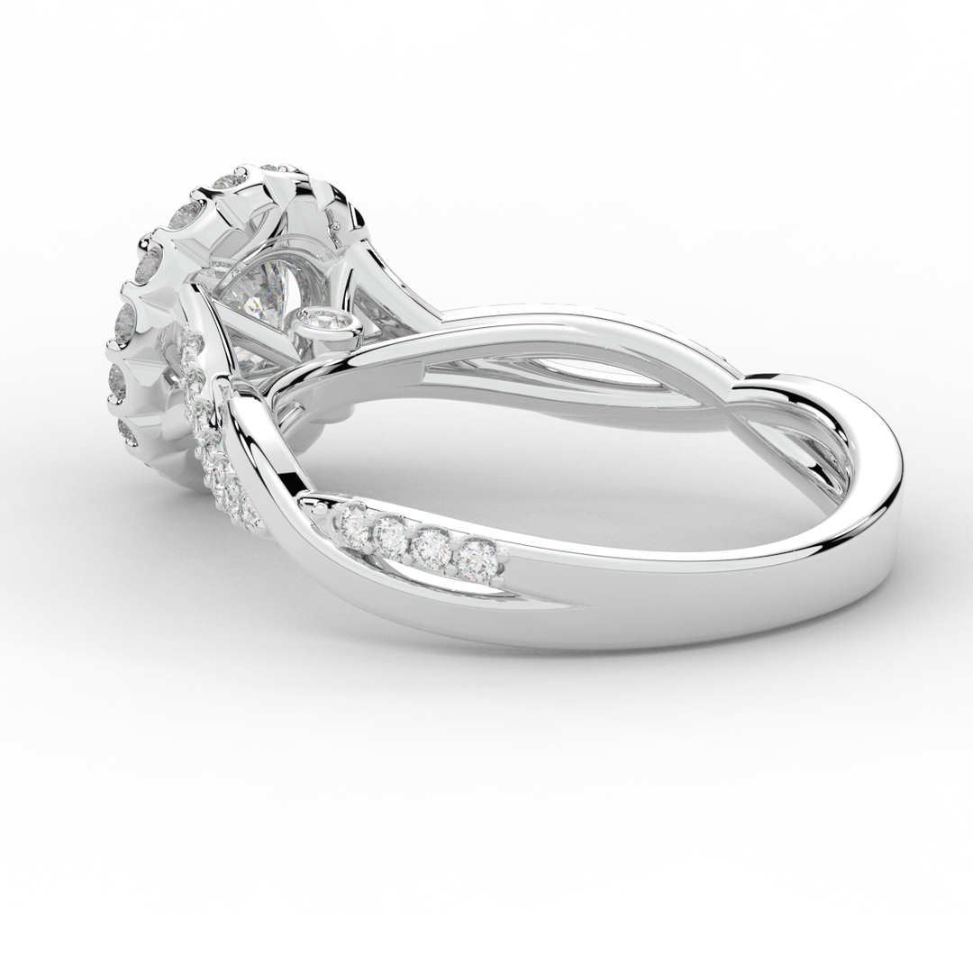1.35CT.TW ROUND LAB DIAMOND HALO TWIST BAND ENGAGEMENT RING - Nazarelle
