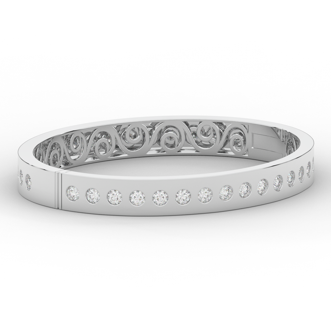 4.50CT.TW ROUND LAB DIAMOND ETERNITY BEZEL SET BANGLE - Nazarelle