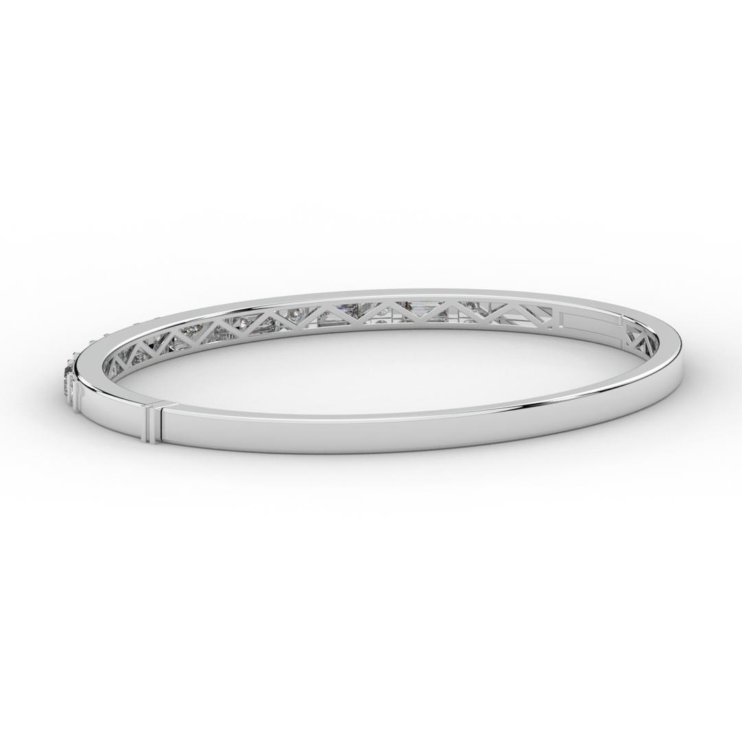 2.75CT.TW ROUND AND EMERALD CUT LAB DIAMOND SHARED PRONG BANGLE - Nazarelle