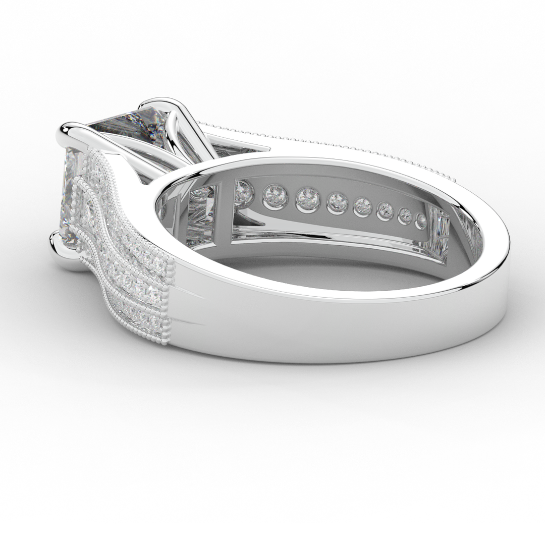3.55CT.TW PRINCESS LAB DIAMOND ENGAGEMENT RING - Nazarelle