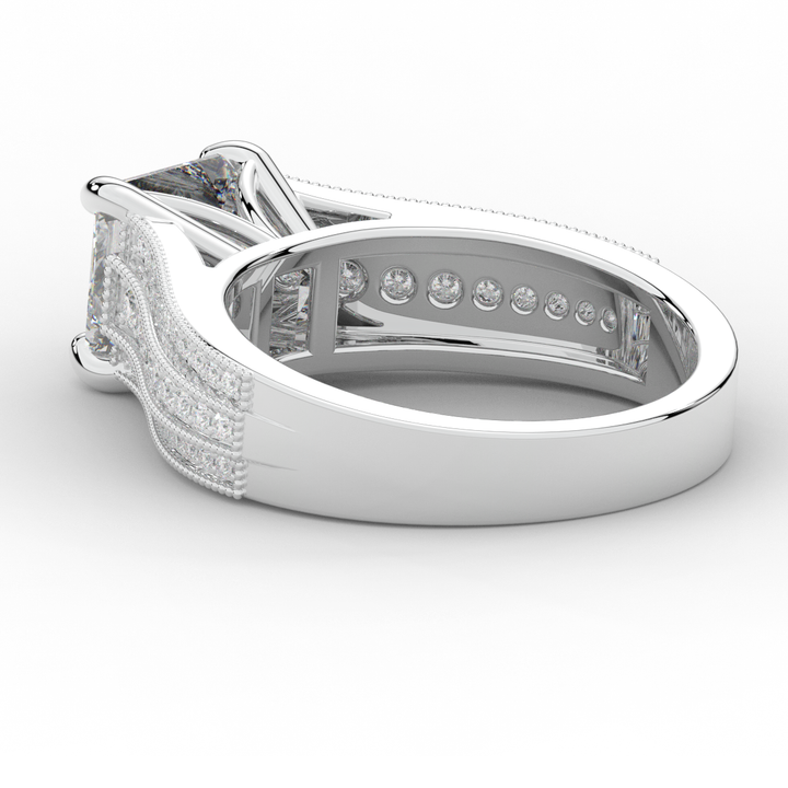 3.55CT.TW PRINCESS LAB DIAMOND ENGAGEMENT RING - Nazarelle