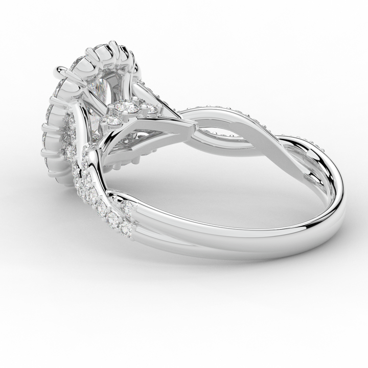 1.75CT.TW OVAL LAB DIAMOND HALO TWIST BAND ENGAGEMENT RING - Nazarelle