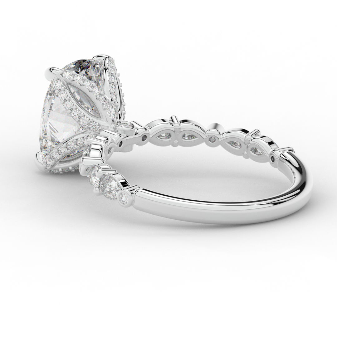 3.60CT.TW CUSHION LAB DIAMOND SOLITAIRE ENGAGEMENT RING - Nazarelle