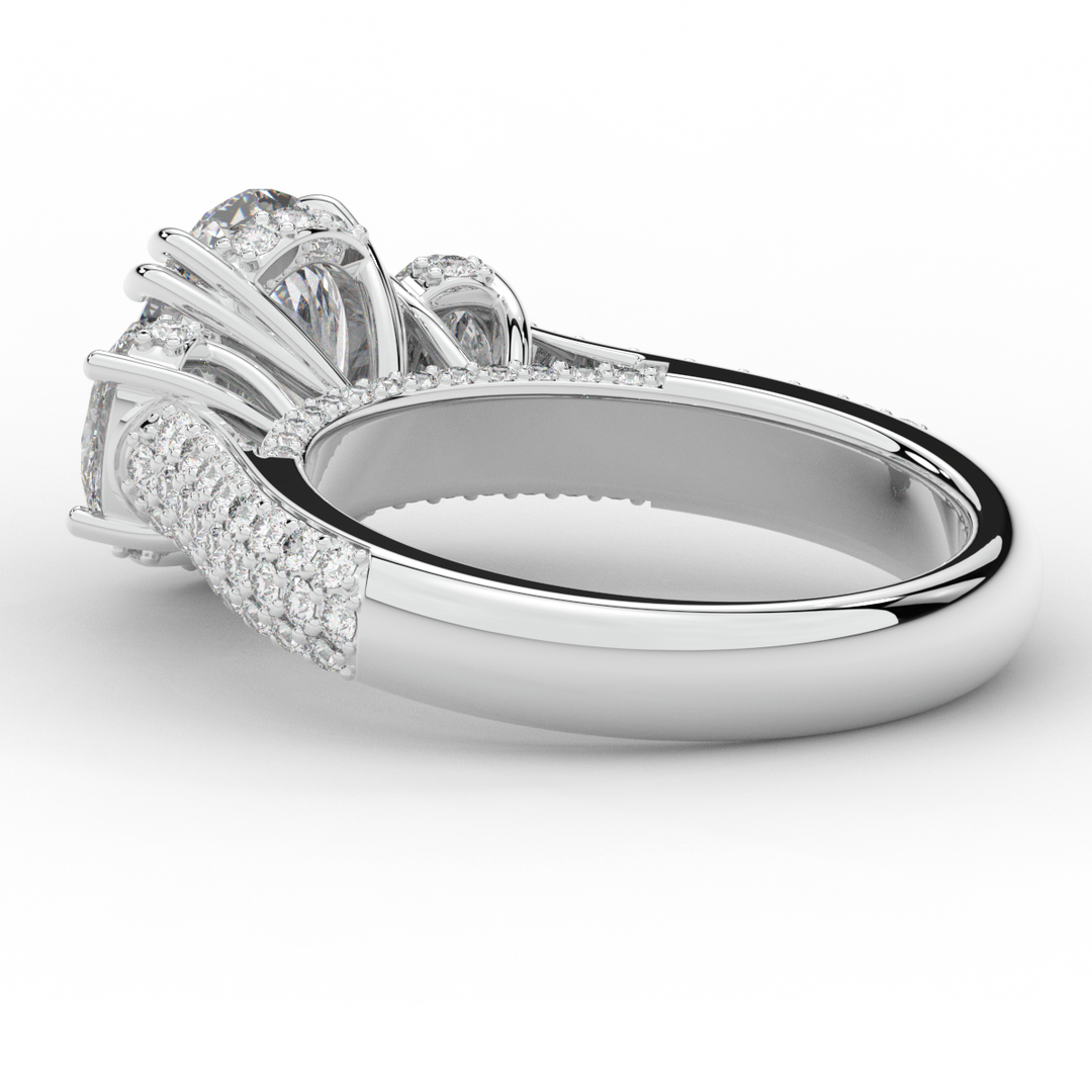 3.70CT.TW OVAL LAB DIAMOND 3 STONE ENGAGEMENT RING - Nazarelle