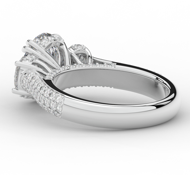 3.70CT.TW OVAL LAB DIAMOND 3 STONE ENGAGEMENT RING - Nazarelle