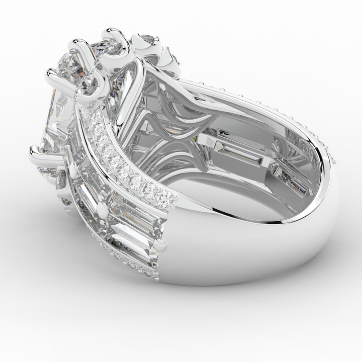8.25CT.TW RADIANT LAB DIAMOND HALO ENGAGEMENT RING - Nazarelle