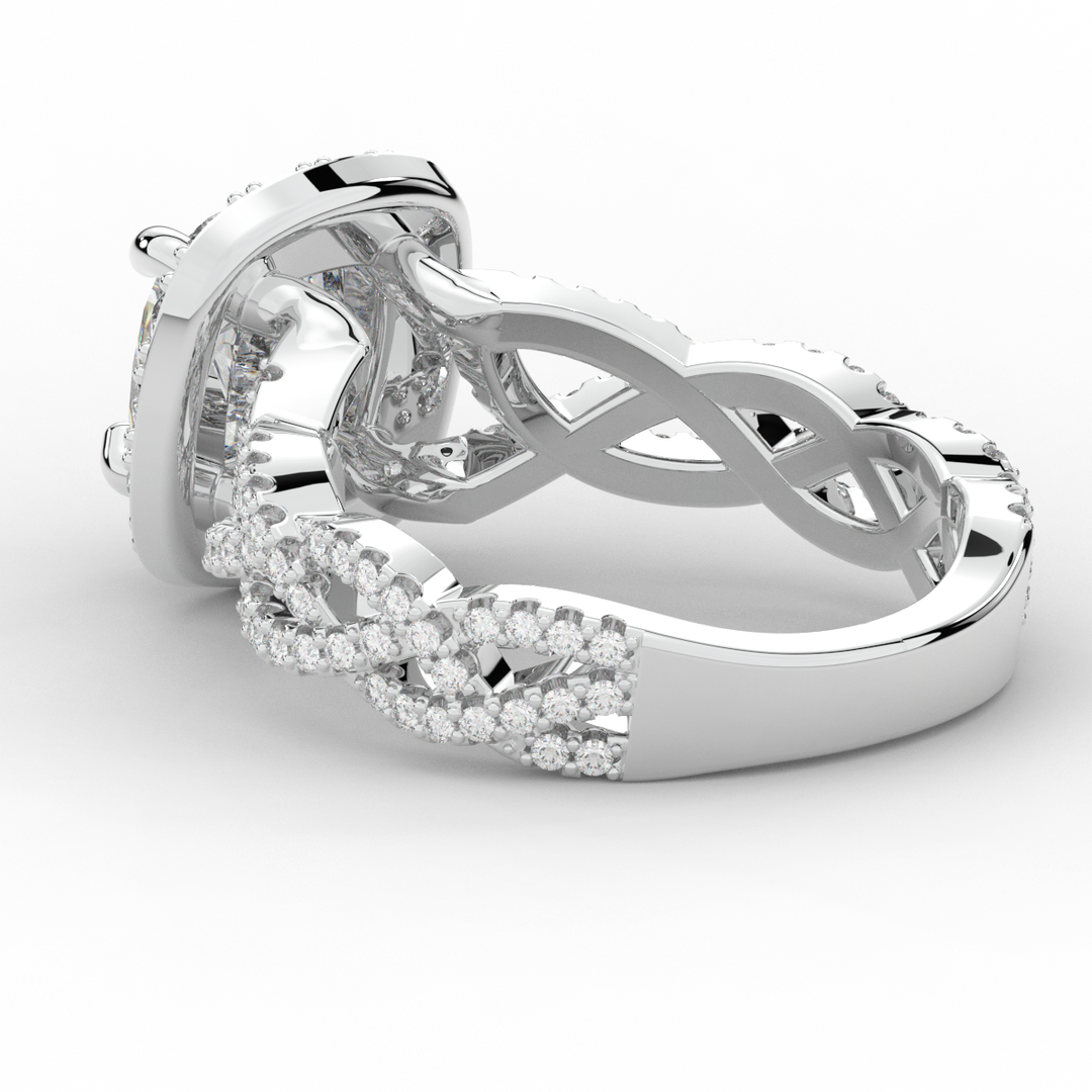 2.70CT.TW CUSHION LAB DIAMOND HALO TRIPLE TWIST ENGAGEMENT RING - Nazarelle