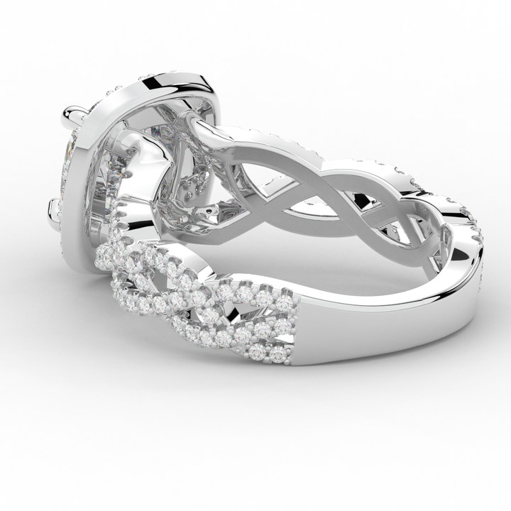 2.70CT.TW CUSHION LAB DIAMOND HALO TRIPLE TWIST ENGAGEMENT RING - Nazarelle