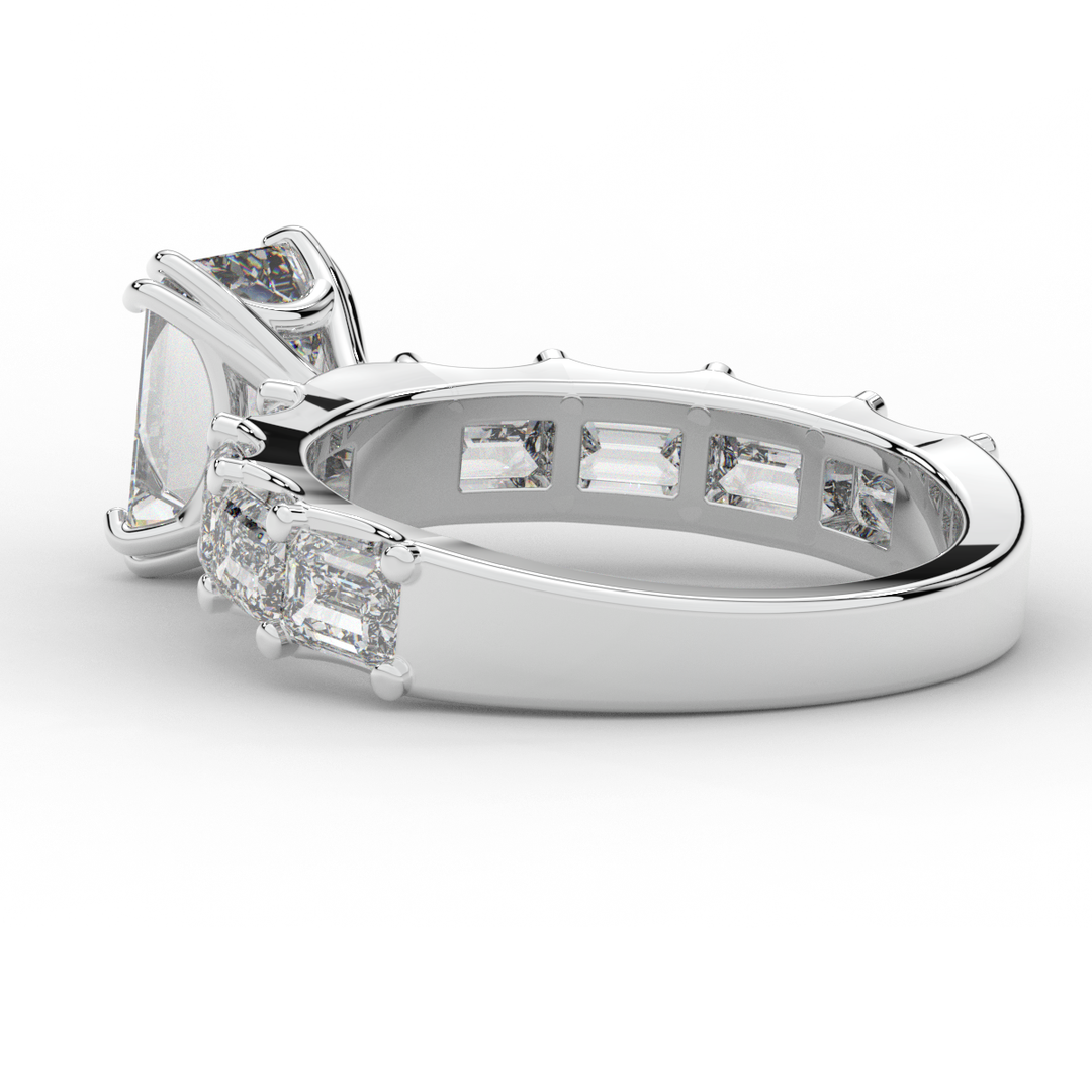 3.75CT.TW EMERALD CUT LAB DIAMOND SOLITAIRE ENGAGEMENT RING - Nazarelle