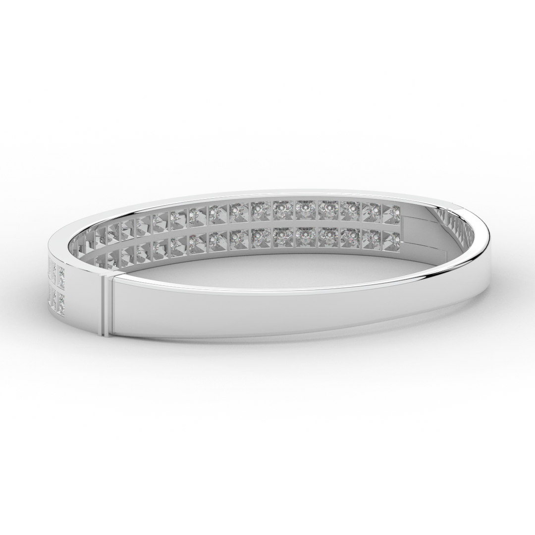 2.00CT.TW ROUND LAB TWO ROW DIAMOND BANGLE - Nazarelle