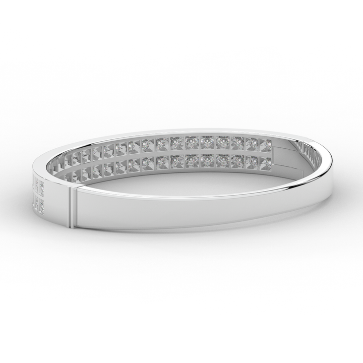 2.00CT.TW ROUND LAB TWO ROW DIAMOND BANGLE - Nazarelle