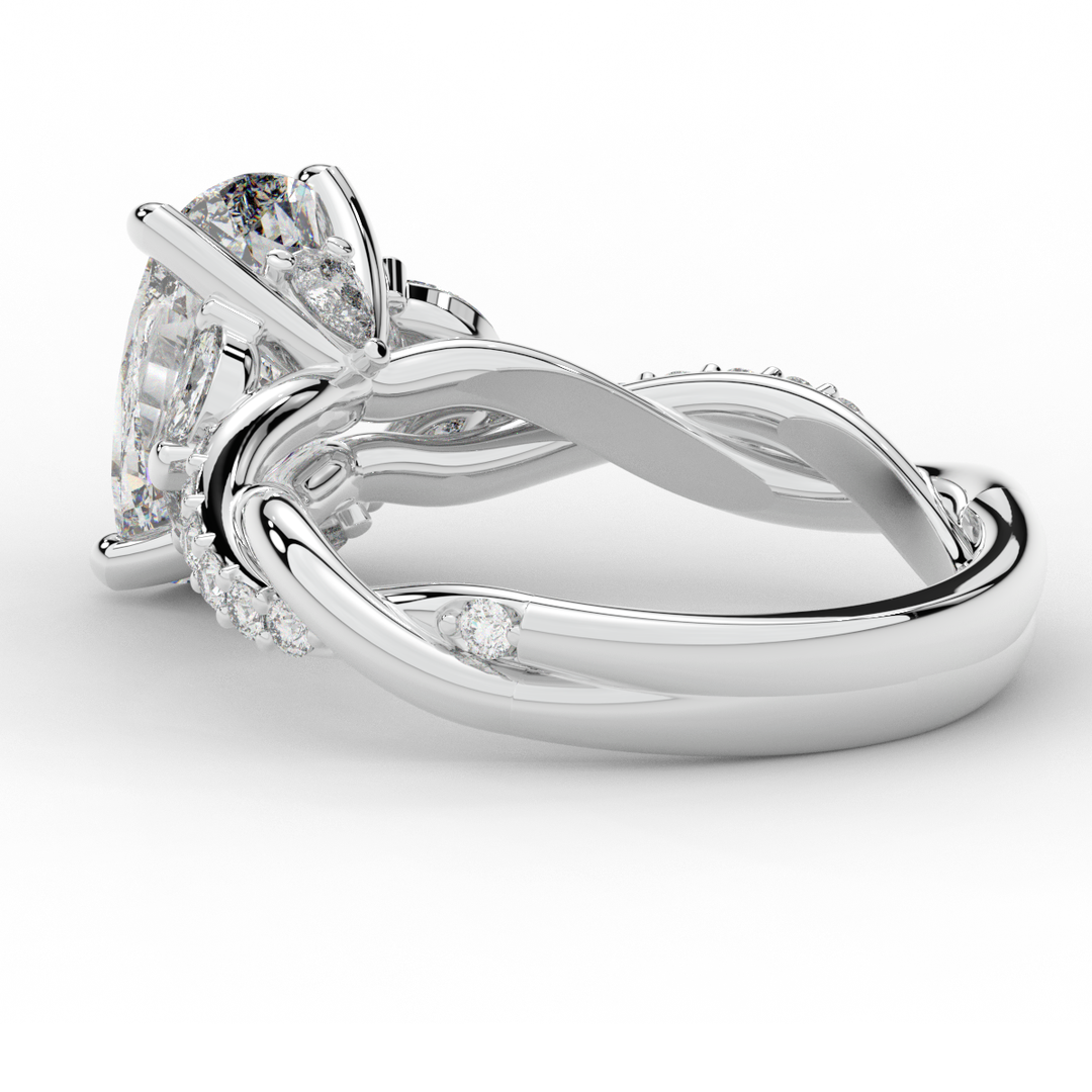 2.40CT.TW CUSHION LAB DIAMOND TWIST BAND ENGAGEMENT RING - Nazarelle
