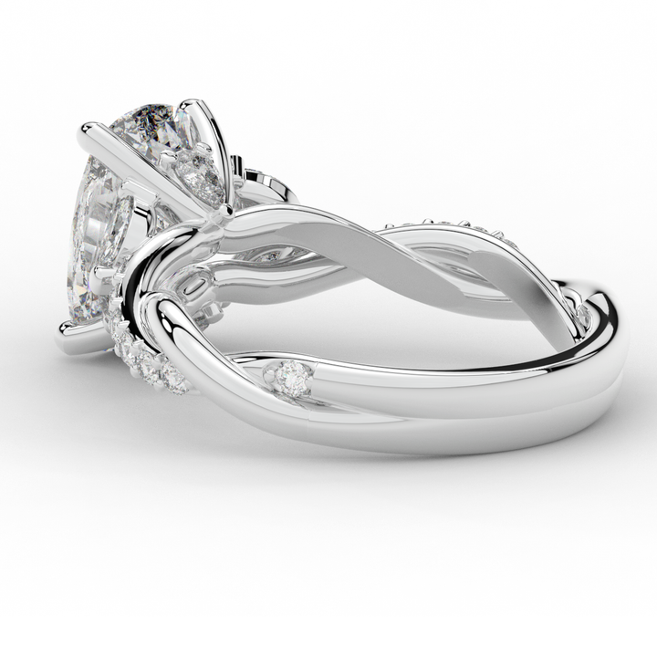 2.40CT.TW CUSHION LAB DIAMOND TWIST BAND ENGAGEMENT RING - Nazarelle