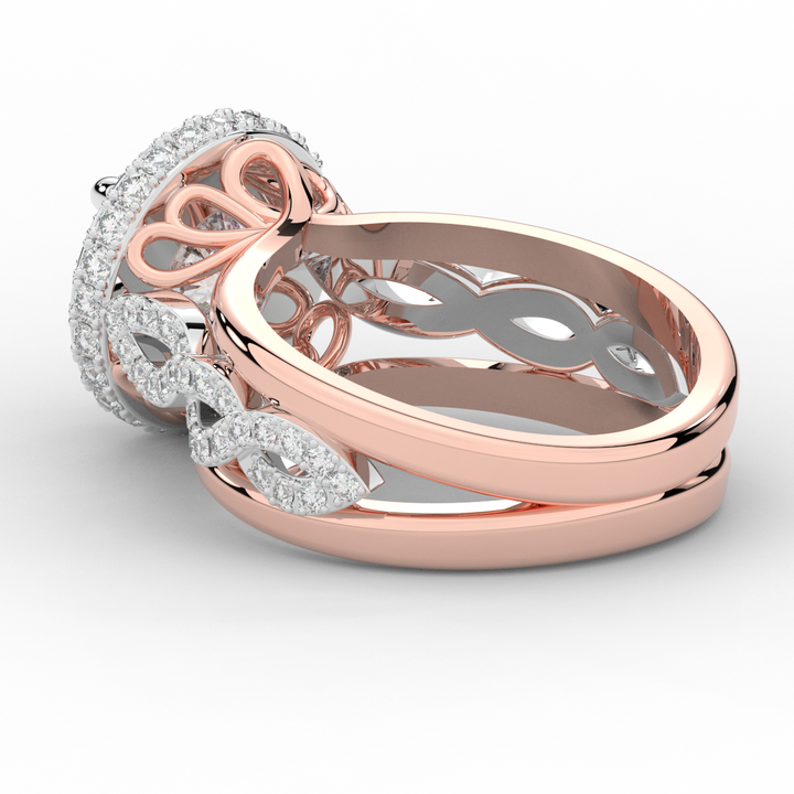 2.85CT.TW ROUND LAB DIAMOND HALO TWO TONE ENGAGEMENT RING - Nazarelle