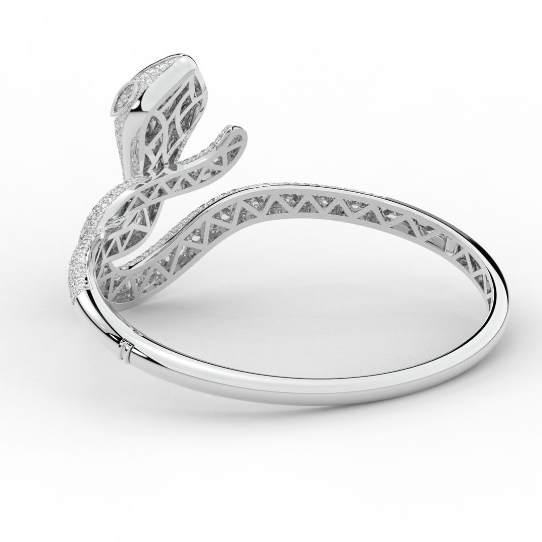 4.90CT.TW ROUND AND PEAR LAB DIAMOND SNAKE BANGLE - Nazarelle