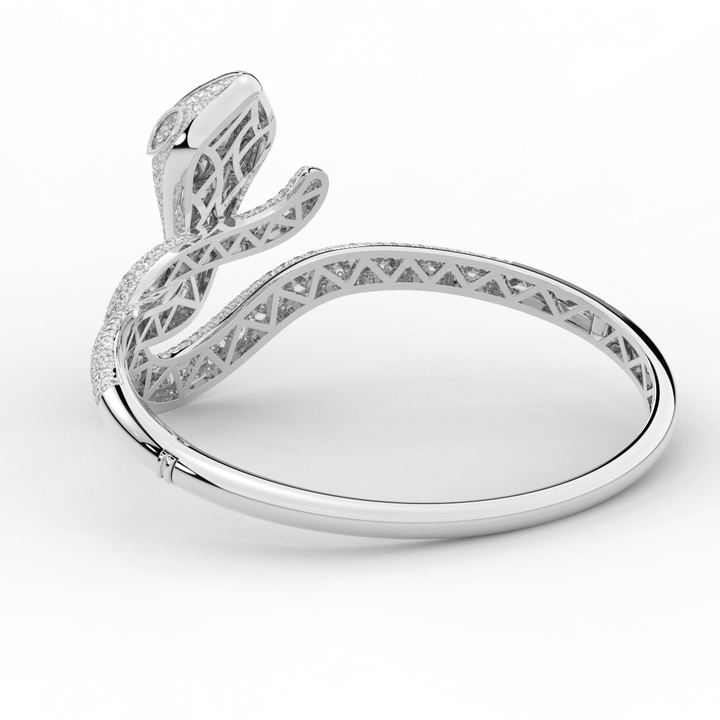 4.90CT.TW ROUND AND PEAR LAB DIAMOND SNAKE BANGLE - Nazarelle