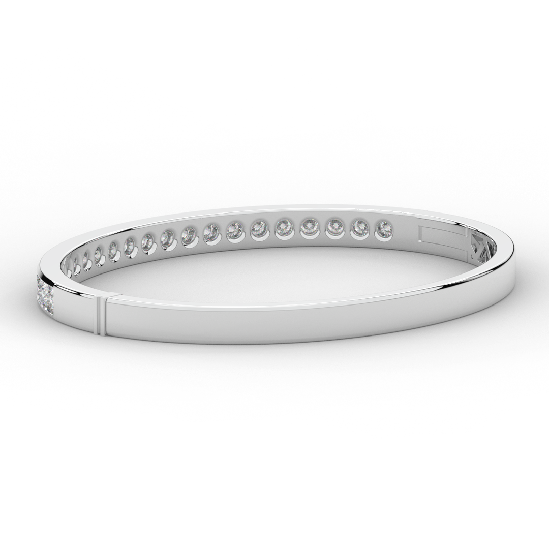 2.75CT.TW ROUND LAB CHANNEL SET DIAMOND BANGLE - Nazarelle