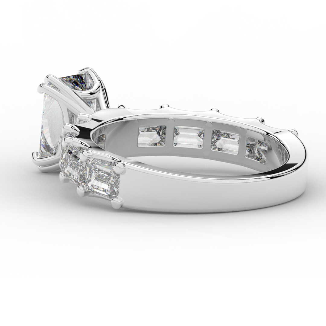 3.75CT.TW RADIANT LAB DIAMOND SOLITAIRE ENGAGEMENT RING - Nazarelle