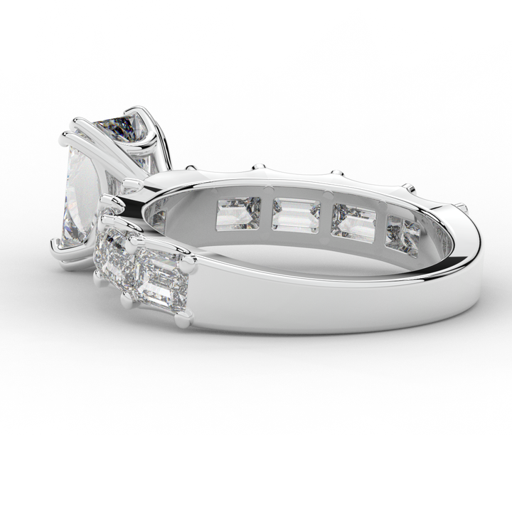 3.75CT.TW RADIANT LAB DIAMOND SOLITAIRE ENGAGEMENT RING - Nazarelle
