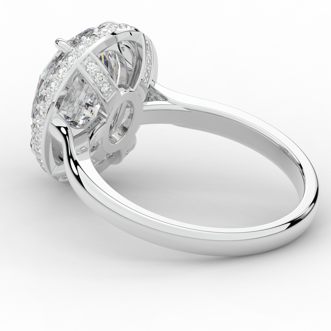 4.40CT.TW OVAL LAB DIAMOND HALO ENGAGEMENT RING - Nazarelle