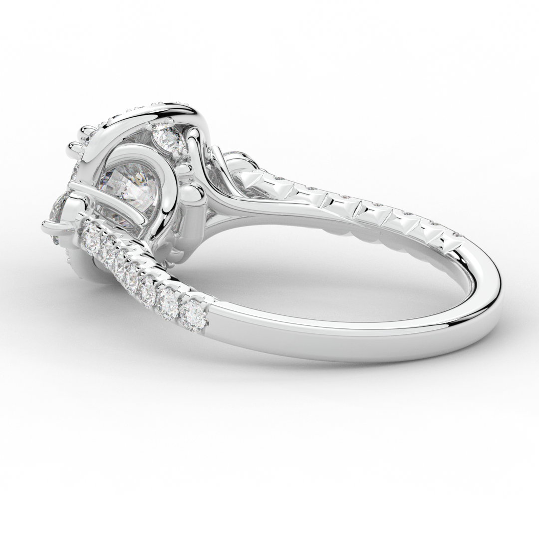1.75CT.TW ROUND LAB DIAMOND HALO ENGAGEMENT RING - Nazarelle