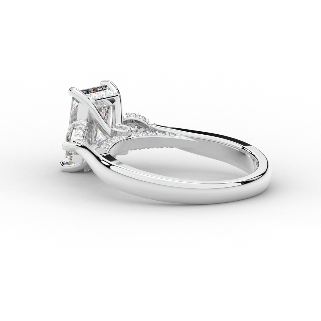 2.40CT.TW RADIANT LAB DIAMOND 3 STONE ENGAGEMENT RING - Nazarelle