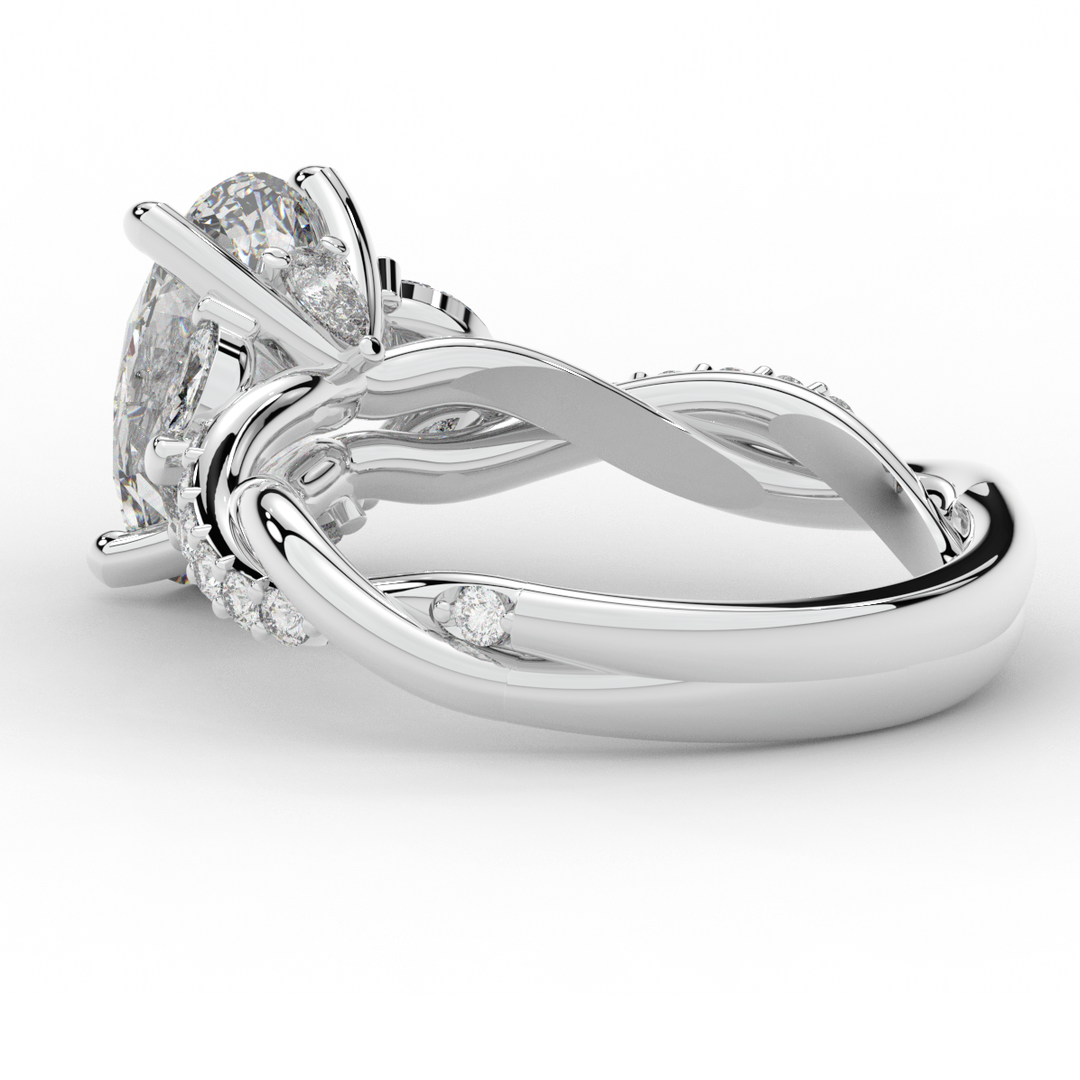 2.40CT.TW OVAL LAB DIAMOND TWIST ENGAGEMENT RING - Nazarelle