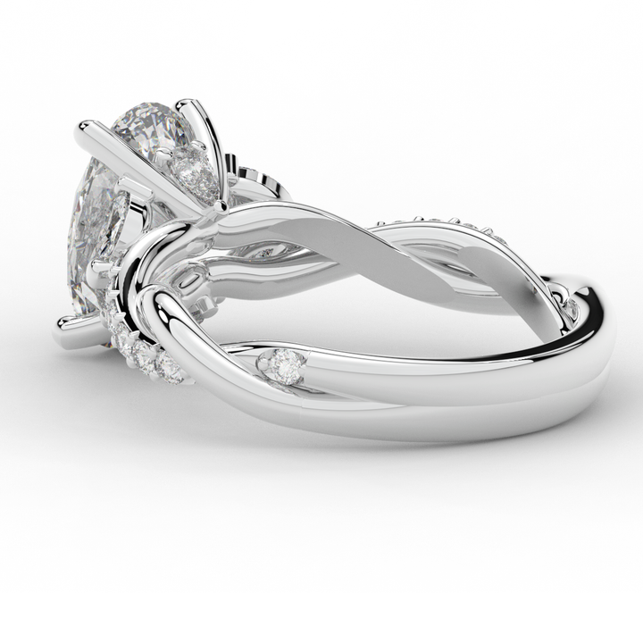 2.40CT.TW OVAL LAB DIAMOND TWIST ENGAGEMENT RING - Nazarelle