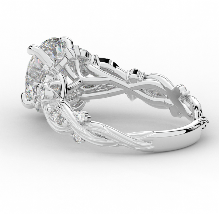 2.60CT.TW OVAL LAB DIAMOND STYLIZED VINE AND TREE BARK FINISH ENGAGEMENT RING - Nazarelle