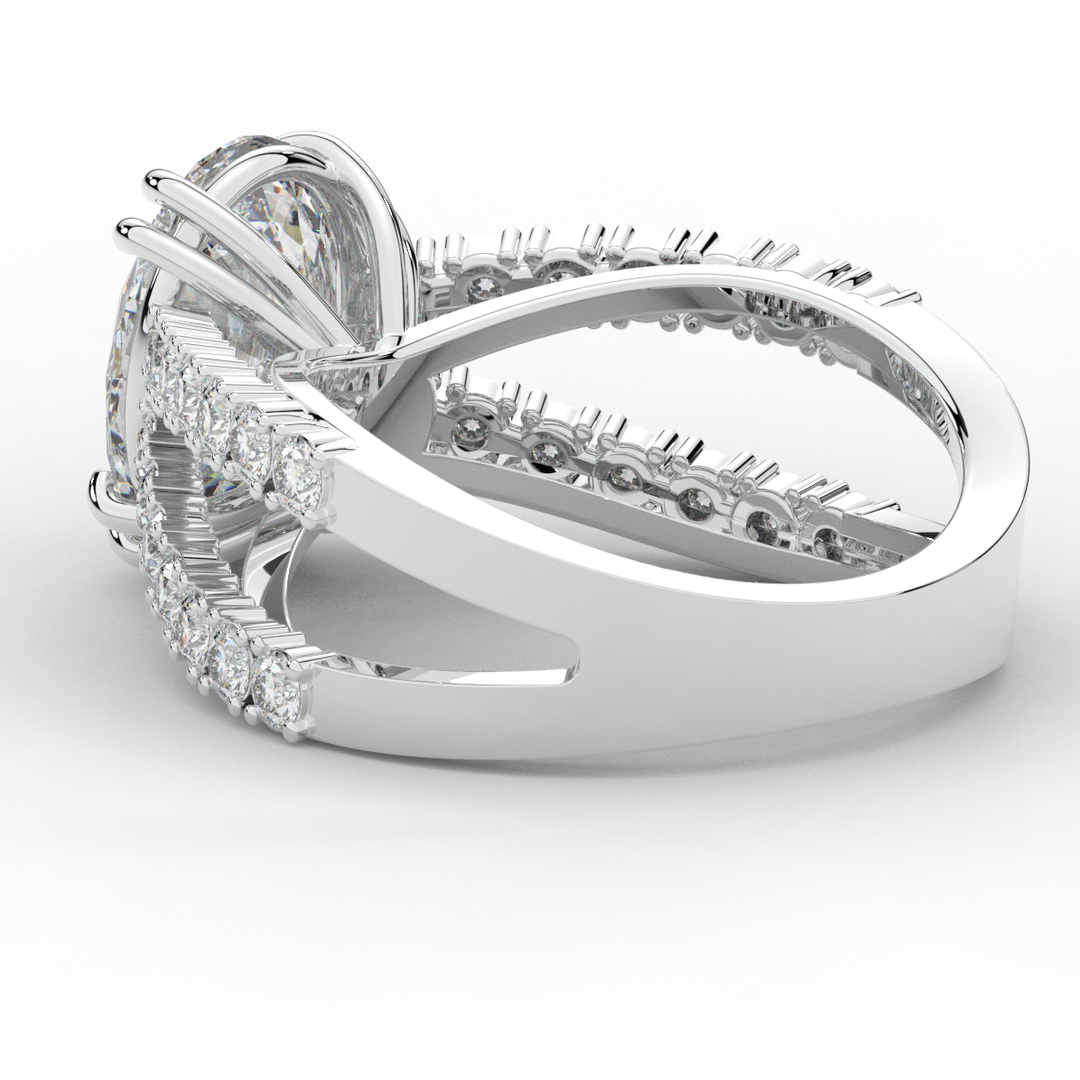 3.75CT.TW OVAL LAB DIAMOND SPLIT BAND ENGAGEMENT RING - Nazarelle