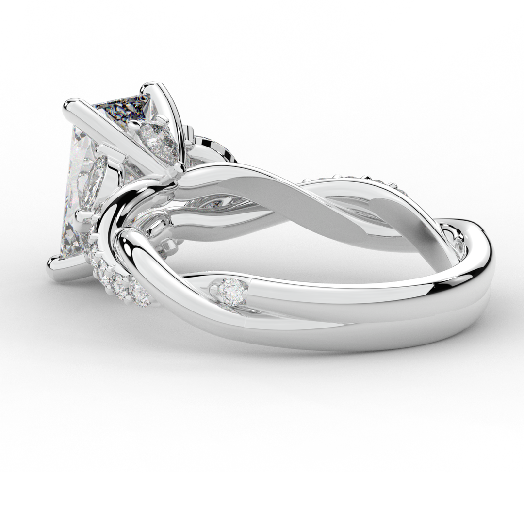 2.40CT.TW RADIANT LAB DIAMOND TWIST BAND ENGAGEMENT RING - Nazarelle