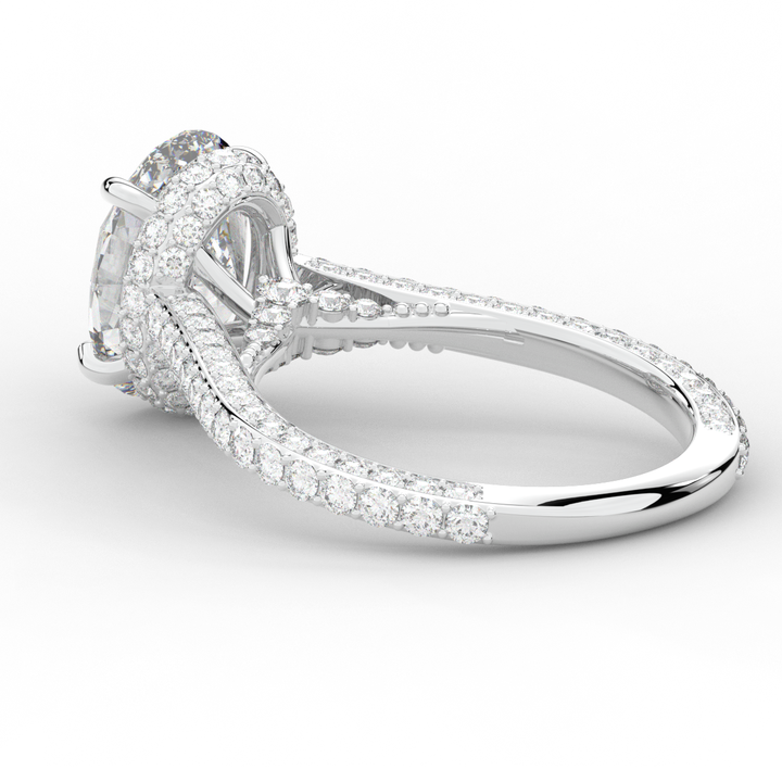 4.00CT.TW OVAL LAB DIAMOND UNDERHALO SOLITAIRE ENGAGEMENT RING - Nazarelle