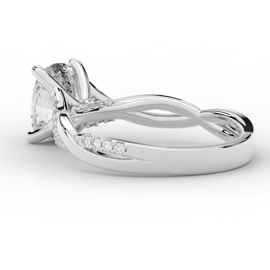 1.70CT.TW CUSHION LAB DIAMOND TWIST BAND ENGAGEMENT RING - Nazarelle