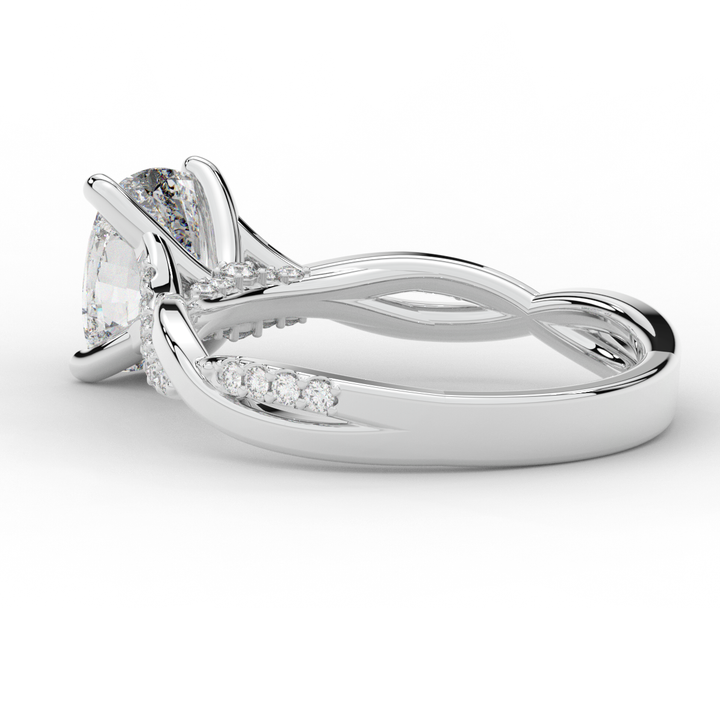 1.70CT.TW CUSHION LAB DIAMOND TWIST BAND ENGAGEMENT RING - Nazarelle