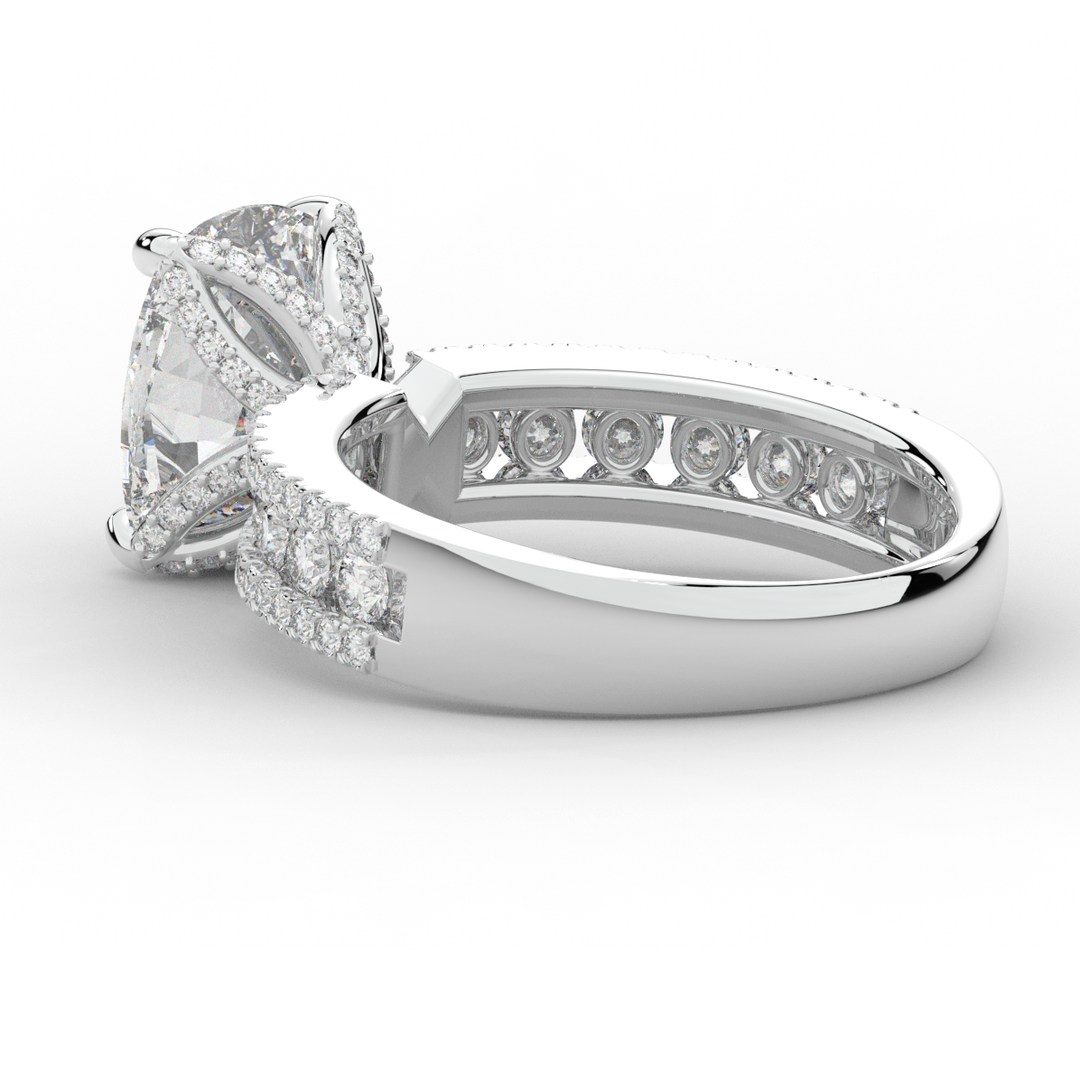 3.95CT.TW CUSHION LAB DIAMOND SOLITAIRE ENGAGEMENT RING - Nazarelle