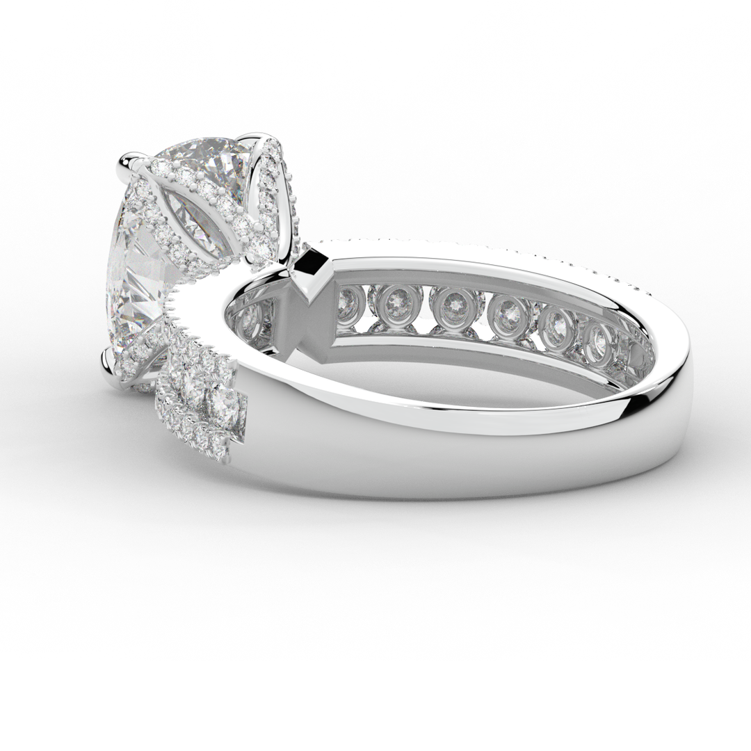 3.95CT.TW CUSHION LAB DIAMOND SOLITAIRE ENGAGEMENT RING - Nazarelle
