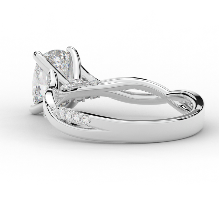 1.70CT.TW CUSHION LAB DIAMOND TWIST BAND ENGAGEMENT RING - Nazarelle