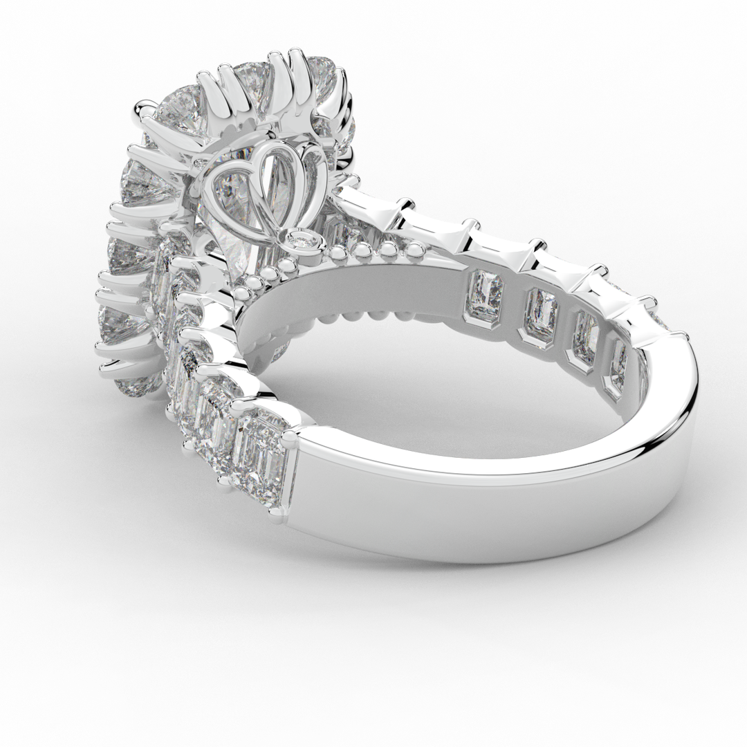 6.00CT.TW RADIANT LAB DIAMOND HALO ENGAGEMENT RING - Nazarelle